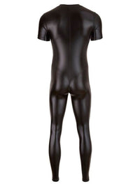 Σέξι Μαύρο Ανδρικό Δερμάτινο Catsuit