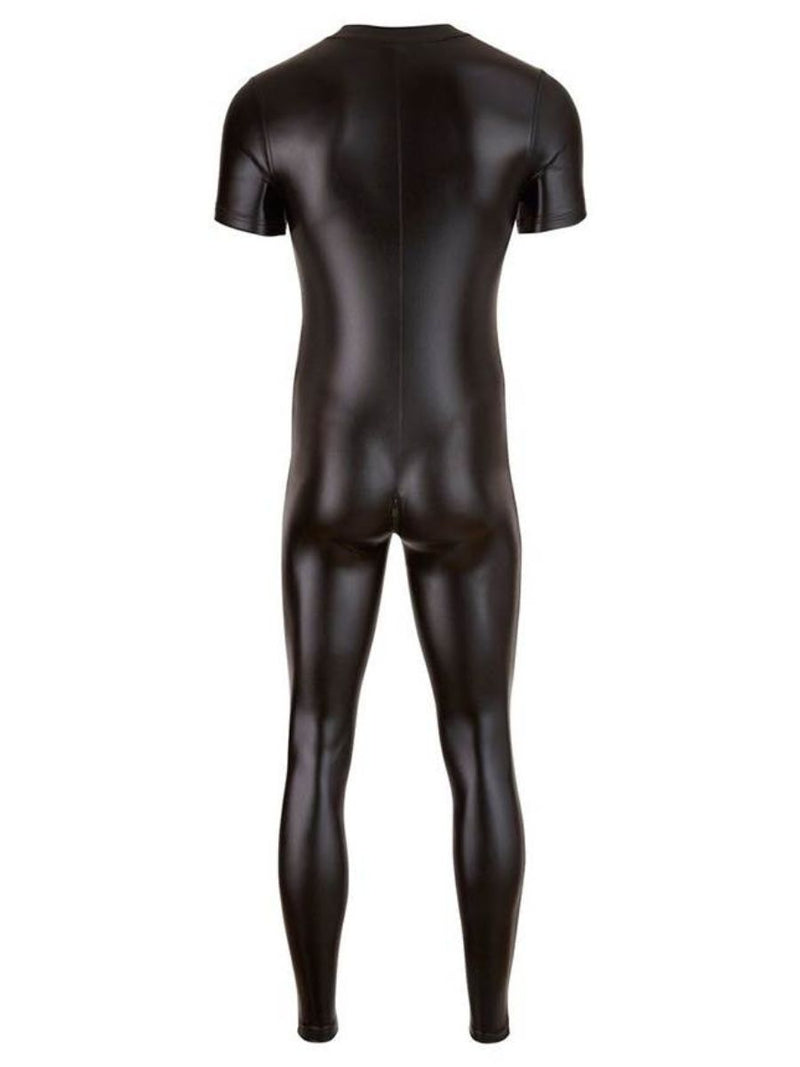 Σέξι Μαύρο Ανδρικό Δερμάτινο Catsuit