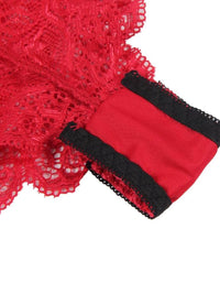 Σέξι Κόκκινο Σετ Babydoll Μεταξωτό με Δαντέλα Plus Size