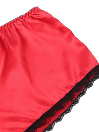 Σέξι Κόκκινο Σετ Babydoll Μεταξωτό με Δαντέλα Plus Size