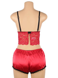 Σέξι Κόκκινο Σετ Babydoll Μεταξωτό με Δαντέλα Plus Size