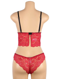 Σέξι Κόκκινο Σετ Babydoll Μεταξωτό με Δαντέλα Plus Size