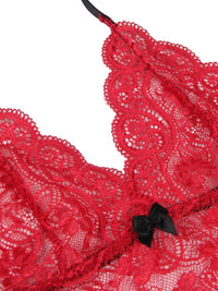 Σέξι Κόκκινο Σετ Babydoll Μεταξωτό με Δαντέλα Plus Size