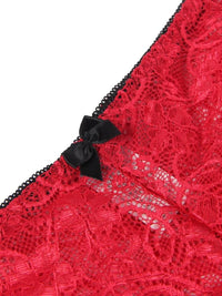 Σέξι Κόκκινο Σετ Babydoll Μεταξωτό με Δαντέλα Plus Size