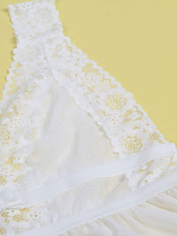 Λευκό Σέξι Babydoll με Βαθύ Ντεκολτέ Plus Size