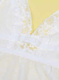 Λευκό Σέξι Babydoll με Βαθύ Ντεκολτέ Plus Size