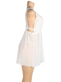 Λευκό Σέξι Babydoll με Βαθύ Ντεκολτέ Plus Size