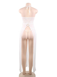 Λευκό δαντελένιο νυχτικό με ανοίγματα plus size – Juicy String