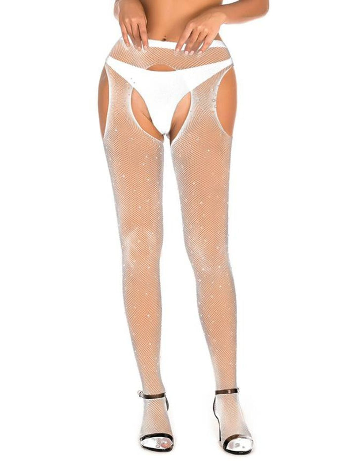 Λευκό Δίχτυ Καλσόν με Strass