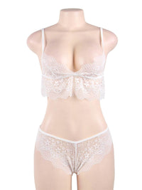 Λευκό Δαντελωτό Σετ Εσωρούχων Bralette 2 Τεμαχίων