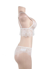 Λευκό Δαντελωτό Σετ Εσωρούχων Bralette 2 Τεμαχίων
