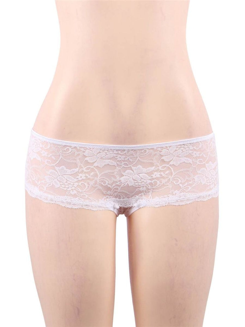 Λευκό Σέξι Δαντελωτό Brazil Slip Crotchless 🌹