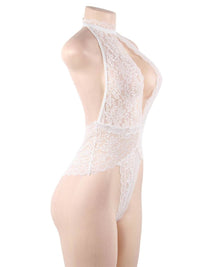 Λευκό open cup teddy με δαντέλα – Juicy String