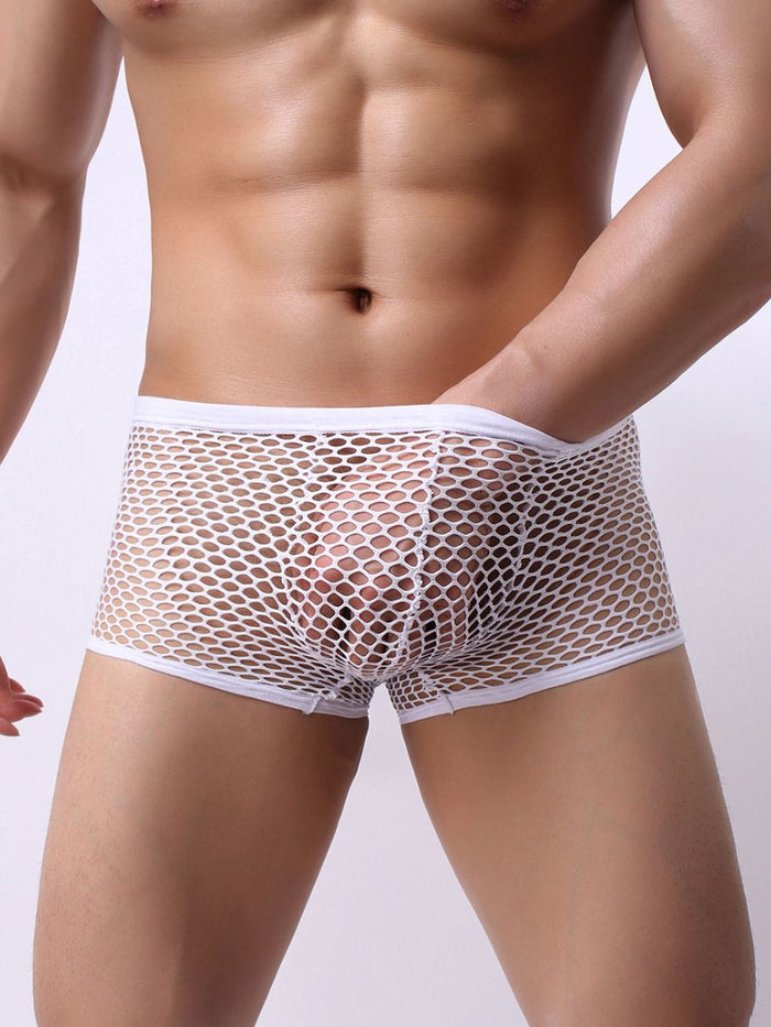 Λευκό Σέξι Διχτυωτό Boxer για Άνδρες