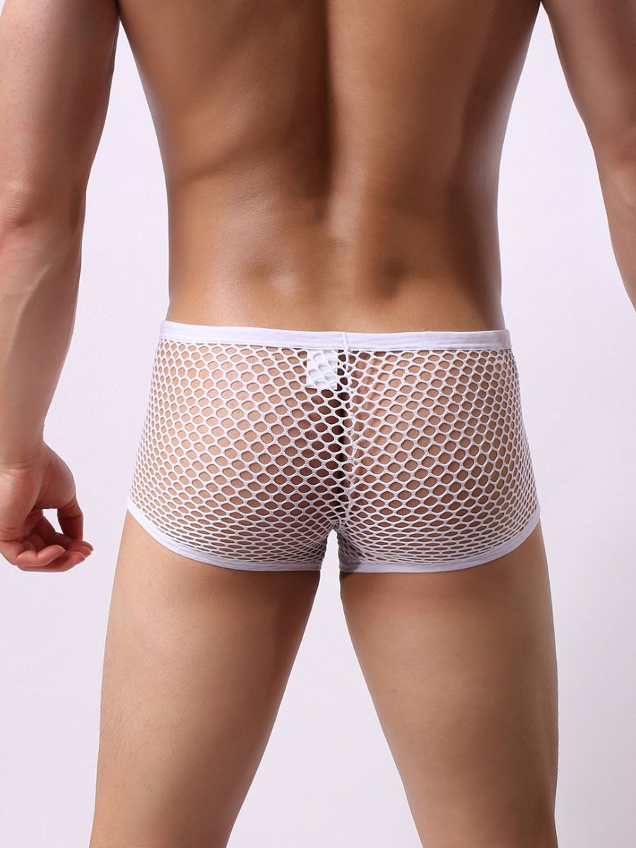 Λευκό Σέξι Διχτυωτό Boxer για Άνδρες