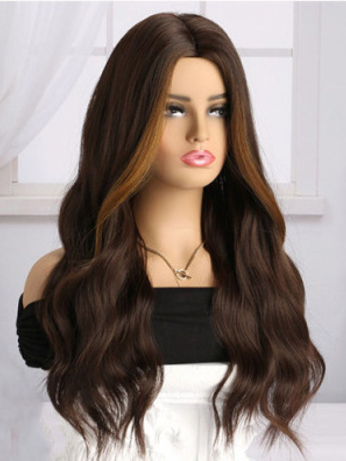 Μακριά Κυματιστή Περούκα Dark Brown με Highlights