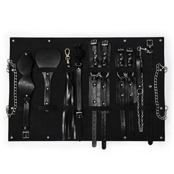 Δερμάτινο Set BDSM 7 Τεμαχίων με Τσάντα Μεταφοράς
