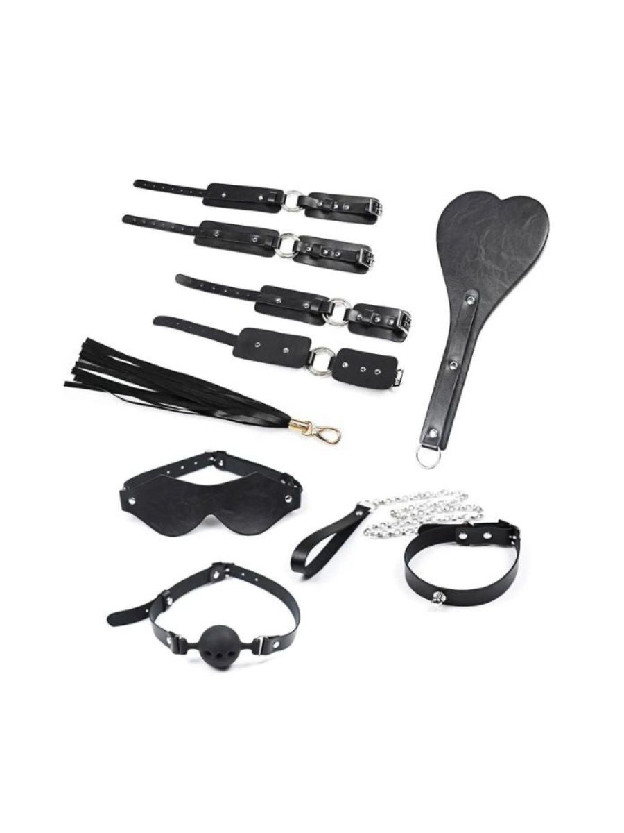 Δερμάτινο Set BDSM 7 Τεμαχίων με Τσάντα Μεταφοράς