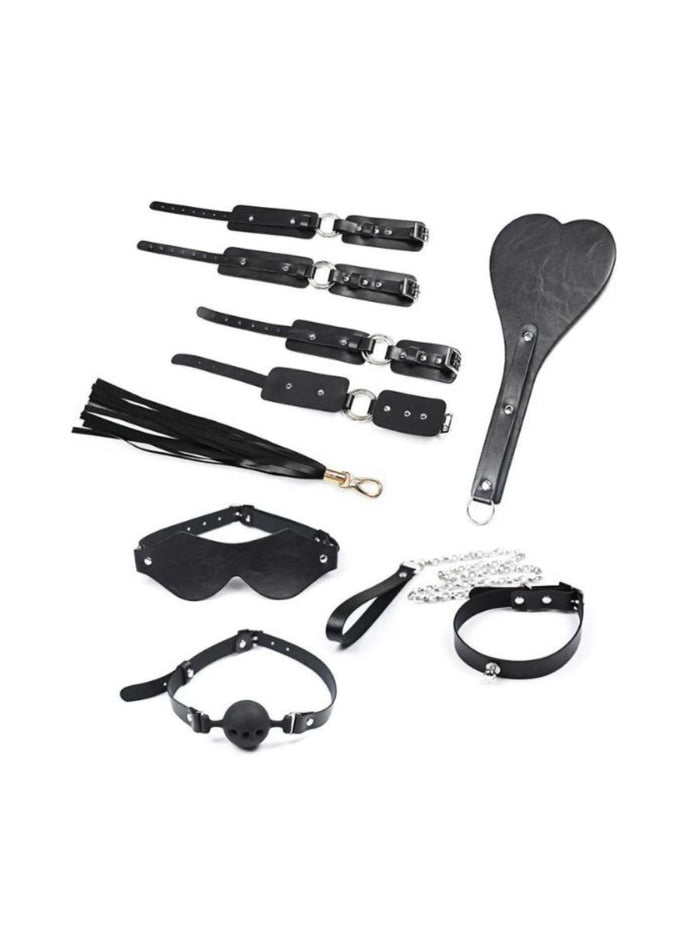 Δερμάτινο Set BDSM 7 Τεμαχίων με Τσάντα Μεταφοράς