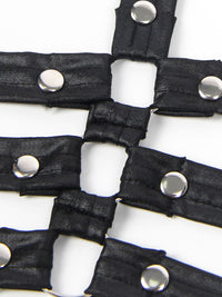 Μαύρο φόρεμα bondage από δερματίνη με λουριά – Juicy String