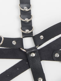 Μαύρη ζαρτιέρα bondage με μεταλλικούς κρίκους – Juicy String