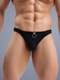 Μαύρο Breathable Mesh Thong με Φερμουάρ