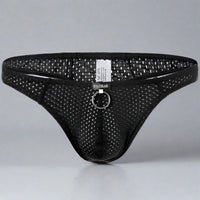 Μαύρο Breathable Mesh Thong με Φερμουάρ