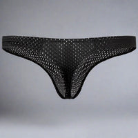 Μαύρο Breathable Mesh Thong με Φερμουάρ