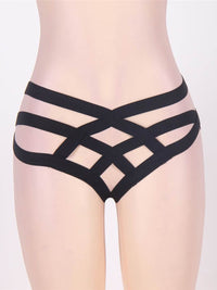Μαύρο cage bandage εσώρουχο στρινγκ με λουριά – Juicy String