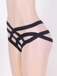 Μαύρο cage bandage εσώρουχο στρινγκ με λουριά – Juicy String