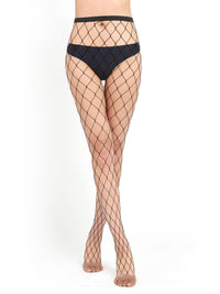 Κλασικό μαύρο διχτυωτό ψηλόμεσο καλσόν – one size – Juicy String