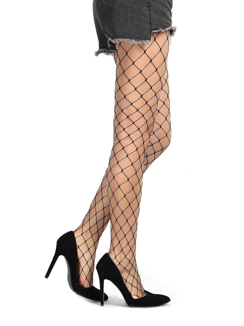 Κλασικό μαύρο διχτυωτό ψηλόμεσο καλσόν – one size – Juicy String