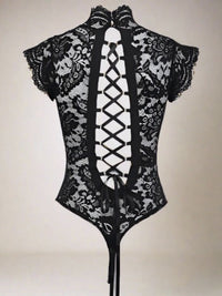 Σαγηνευτικό Μαύρο Lace Body με Ψηλό Λαιμό