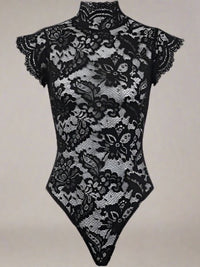Σαγηνευτικό Μαύρο Lace Body με Ψηλό Λαιμό