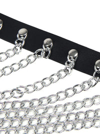 Μαύρο halter δερμάτινο bondage harness με αλυσίδα – Juicy String
