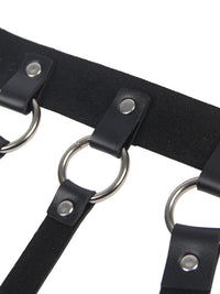 Μαύρο halter δερμάτινο bondage harness με αλυσίδα – Juicy String