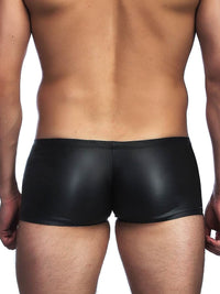 Ανδρικό μαύρο sexy δερμάτινο boxer – glossy wet look – Juicy String