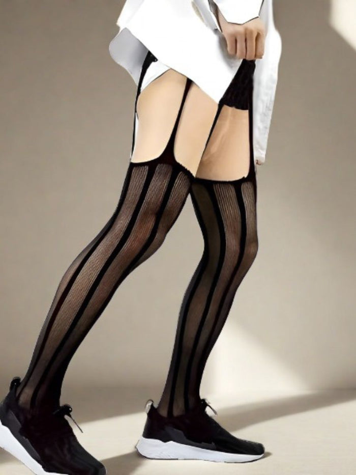 Μαύρο Male Crotchless Pantyhose