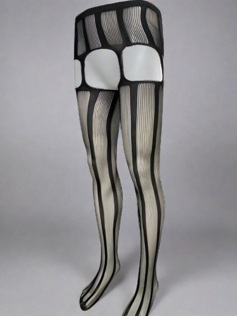 Μαύρο Male Crotchless Pantyhose