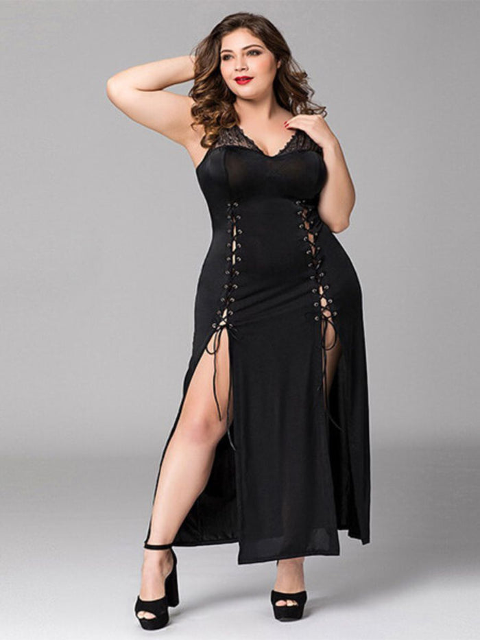 Maxi Babydoll Plus Size με Σκισίματα