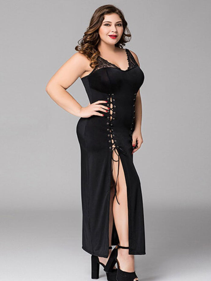 Maxi Babydoll Plus Size με Σκισίματα