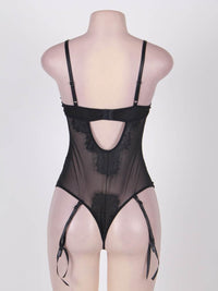 Μαύρο διάφανο κορμάκι lingerie με eyelash δαντέλα στο στήθος – Juicy String