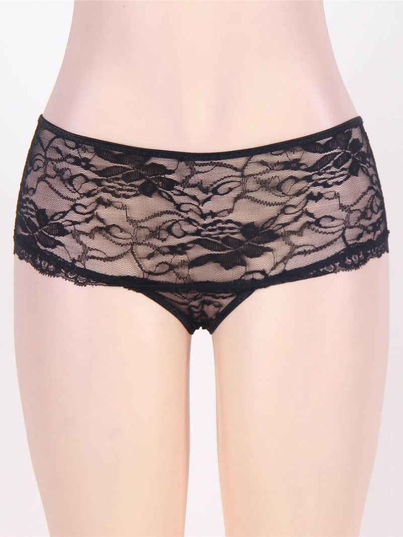 Μαύρο δαντελένιο string με άνοιγμα στον καβάλο – Juicy String
