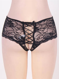 Μαύρο δαντελένιο string με άνοιγμα στον καβάλο – Juicy String