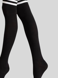 Μαύρες Over-Knee Κάλτσες με 3 Ρίγες