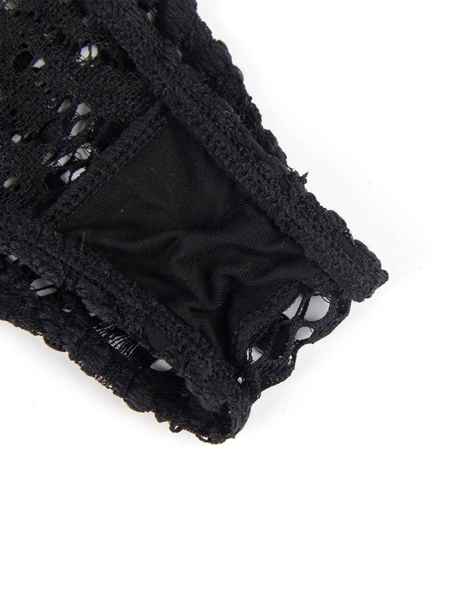 Μαύρο δαντελένιο κορμάκι lingerie με push-up cups – Juicy String