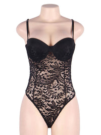 Μαύρο δαντελένιο κορμάκι lingerie με push-up cups – Juicy String