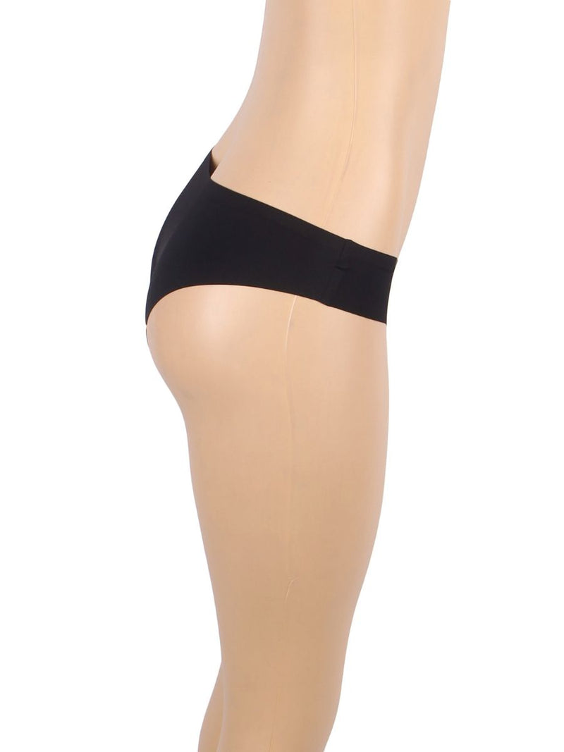 Μαύρο seamless εσώρουχο με μεταλλικές αγκράφες – Juicy String


