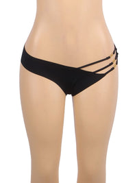 Μαύρο seamless εσώρουχο με μεταλλικές αγκράφες – Juicy String

