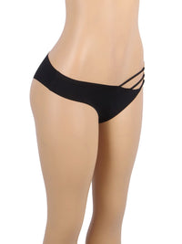 Μαύρο seamless εσώρουχο με μεταλλικές αγκράφες – Juicy String

